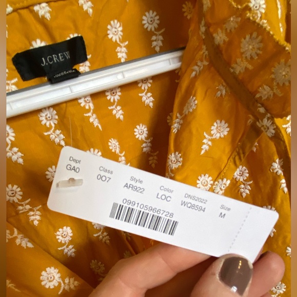 NWT JCrew ruffle sleeve cotton flower top, mustard - Picture 6 of 12